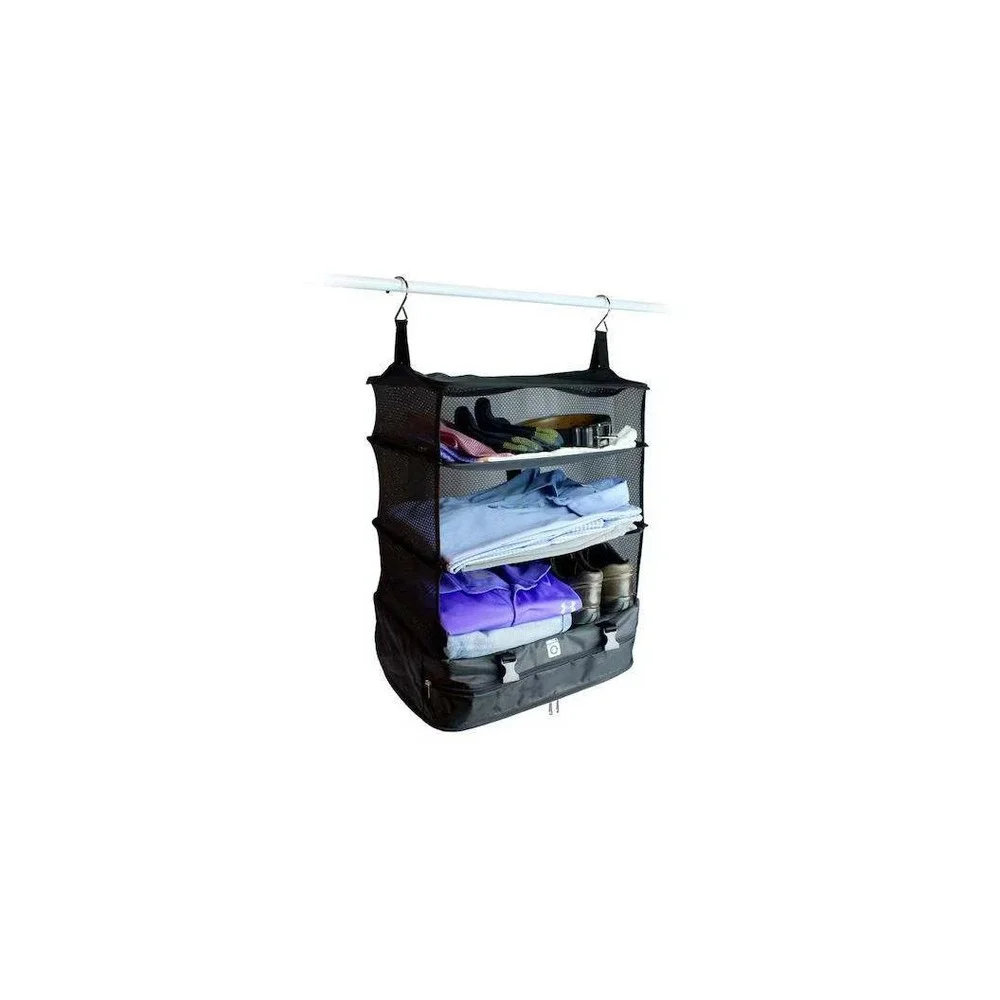 Travel Fusion Hanging Luggage Organizer Expandable Packing‎ Cube Shelves Black